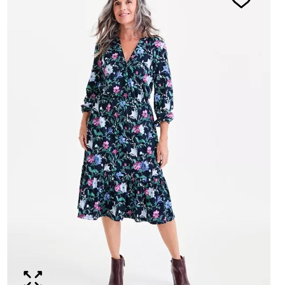 NWOT Style & Co. Navy Floral V-Neck Midi Dress